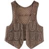 LCDIUDIU Gilet Da Donna,Gilet Da Donna All'Uncinetto Retr貌 Bianco Rombo Cavo A Forma Di U Senza Maniche Aperto Davanti Gilet Corto Scialle Cardigan Lavorato A Maglia Boho Hippie Gilet Camicetta Bikini Estiv