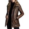 JAKRON Giacca da donna in finta pelle di shearling marrone invecchiato - accogliente cappotto invernale