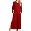Generic Camicia da notte lunga da donna casual con scollo a V Camicia da notte a maniche lunghe morbida da notte con tasche e orlo a fessura Indumenti da notte S-XXL I miei ordini Vendita Offerte di