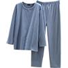 Generisch Pigiama da uomo lungo in cotone invernale in due pezzi, pigiameria a maniche lunghe a quadri e pantaloni pigiameria, comodo da casa, girocollo, per il tempo libero, set lounge