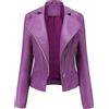 OULIWANGLUO Giacca corta da donna in pelle leggera, con collo a risvolto, sottile, in similpelle, primavera, estate, autunno, giacca da motociclista