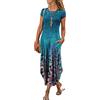 Minetom Donne Abito Lungo Vestito Manica Corta Estivo Casual Floreale Fiori Spiaggia Vacanza Abiti con Tasche