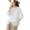 LCDIUDIU Camicetta Donna Elegante,Camicetta Casual Da Donna In Cotone E Lino Colorata Giacca Camicia Button Down Colletto Alla Coreana Verde Camicia Leggera Trasparente Camicetta Sexy A Maniche Lunghe Camici