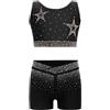 Monduelle 2 Pezzi Tuta Da Ginnastica Bambina Completo Sportivo Artistica Crop Top + Pantaloncini Completo Sportivo Yoga Sportwear