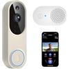 Guggre citofono video wireless 1080p e campanello interno, sicurezza avanzata con rilevamento umano tramite intelligenza artificiale, audio a 2 vie, visione notturna HD, archiviazione cloud AES-128