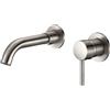 VALAZ Rubinetto Lavabo da Incasso Acciaio Spazzolato Tondo Serie Guadiana | Rubinetto da lavabo da incasso a parete, canna 15 cm, miscelatore monocomando, ottone e acciaio inox, risparmio idrico