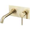 VALAZ Rubinetto Lavabo da Incasso Oro Spazzolato PVD Tondo Serie Jucar | Rubinetto da lavabo da incasso a parete, canna 21 cm, miscelatore monocomando, ottone e acciaio inox, risparmio idrico