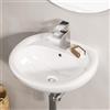CECIPA Lavabo Bagno Sospeso 49x43.5x19cm Bianco in Ceramica, Lavandino con Tappo a Scatto e 1 Foro per Rubinetto