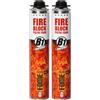 FOME FLEX Fire Block - Schiuma poliuretanica antincendio ad alta resistenza, guarnizioni minerali e metalliche, 2 x 750 ml, resistenza al fuoco fino a 240 min, tenuta fumo e gas