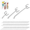 LWLWA Ganci per Pannelli Forati A Tre Supporti, 60 Pezzi, Argento | Gancio Metallo Pegboard Sono 15 cm/10 cm/5 cm, Tra i Fori di 25 mm, Ganci per Parete Forata per Abitazioni e Laboratori