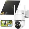 Tical 24/7 Registrazione AOV 4G Telecamera Esterno con SIM, 2.5K/4MP HD | Telecamera Solare con Batteria 9000mAh Pannello Solare, AI Rilevamento Umano, 360° PTZ Visione Notturna a Colori, IP65,Bianco