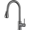 CECIPA Rubinetto Lavello Cucina con Doccetta, Miscelatore Cucina Antracite | Rubinetto con Doccino Estraibile di 40CM, 2 Modalità, Girevole a 360°, Monocomando, in Acciaio Inox, Grigio Scuro Spazzolato