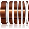 Gebildet 6 pezzi Polyimide Nastro Resistenti ad Alta Temperatura con Adesivo in Silicone, Kapton Nastro per Mascheratura, Saldatura, Schede di Sublimazione e Lsolamento (3/6/8/10/12/20 mm x 33m)