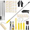 Huwaovi Set di rulli per pittura con asta telescopica in acciaio inox, set da 21 | Contiene rulli da pittura, pennello, raschietto e vaschetta di vernice, per pareti, soffitti, mobili, porte, modanature