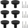 Mokife 6 Pomelli per Cassetti Moderni, Nero Rotondi Maniglie per Mobili in Metallo per Armadi da Cucina, Armadietti, Guardaroba, 25x20mm