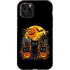 Bahaa's Tee Custodia per iPhone 11 Pro Grafica con gatti neri, zucche di Halloween, notte infestata