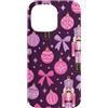 Cute Christmas & Cozy Winter Xmas Patter Custodia per iPhone 14 Pro Max Schiaccianoci rosa prugna lilla palla fiocco Natale Girly