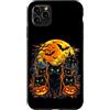 Bahaa's Tee Custodia per iPhone 11 Pro Max Grafica con gatti neri, zucche di Halloween, notte infestata