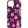 Cute Christmas & Cozy Winter Xmas Patter Custodia per iPhone 14 Plus Schiaccianoci rosa prugna lilla palla fiocco Natale Girly