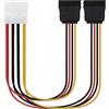 Brightium Cavo SATA di alimentazione da 20 cm, con connettore 5.25 (Molex 4pin) e due connettori SATA/H. Ideale per collegare dischi rigidi e unità SSD in modo efficiente e sicuro, garantendo un flusso d