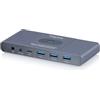 DIGITUS DS-12855 - Switch KVM USB-C - 2 PC 1 Monitor - 3X USB-A, 1x Tipo C 5 Gbit/s - HDMI 2.0 UltraHD 4K 60 Hz - Jack da 3,5 mm - Telecomando con Cavo - Grigio