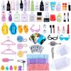 Vawuz Set da bagno e cosmetici in miniatura per casa delle bambole, 90 pezzi, completo di mini trucco, cura della pelle e accessori per bambole e micro scene fai da te, custodia per gioielli, statuette e