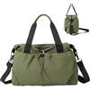Zqkimzi Borsoni Da Viaggio Borsa yoga espandibile con coulisse e tracolla | Borsa porta abiti grande capienza con separazione bagnato asciutto Per viaggio breve affari weekend pendolarismo yoga Verde