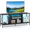 COSTWAY Mobile TV Soggiorno con Luci per Televisore fino a 65 Pollici | Tavolo TV in Legno con 2 Ripiani, 3 Scomparti, 2 Vani, per Soggiorno e Camera da Letto