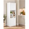 Ginhow Mobile alto da cucina Bianco da terra con 4 ante 60 × 40 × 180,5 cm | Armadio dispensa mobile contenitore cucina credenza buffet cucina per alimenti stoviglie e accessori di uso quotidiano