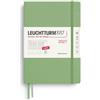 LEUCHTTURM1917 Planner settimanale 2027, Medium (A5), Sage, Inglese | copertina rigida, griglia orario, sab/dom colonne dedicate, senza acidi, tasca a soffietto, 2 segnapagina