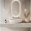 DI DEKORACJE IRYS Specchio da parete a LED, ovale, senza cornice, 50 x 70 cm, con retroilluminazione e interruttore