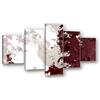 Visario Quadro su tela 5 pezzi XXL 160x80 cm 5525 - Schizzi di colore astratti in rosso - Rosso scuro e bianco - Set di quadri pronti da appendere su telaio in legno
