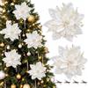 Verphysis Fiori di Natale Artificiali con Clip, 24 Pezzi Fiori per Albero di Natale | Fiori Natalizi per Decorazioni,Fiori Poinsettia Glitter per Albero di Natale Ghirlanda Decorazioni Natalizie,Addobbi Natalizi