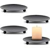 BAPOLE 4 Pezzi Portacandela in Metallo Porta Candele, Candelieri Rotondo Supporto Portacandele Vintage Per Decorazione di Incenso Spa, Matrimonio, Casa e Feste/Natalizia - Nero