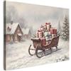 MuchoWow© Quadri Moderni Soggiorno Regali Decorazioni Natalizie | 100x70 cm Poster Parete Muro Salotto Quadro Grande Con Cornice Stampe Su Tela Camera Da Letto Slitta - Regali - Natale