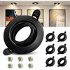 Laiebri 6 x Cornice Faretti LED da Incasso 230V Incl. Portalampada GU10, GU10 Faretto Incasso Cartongesso Rotondo Nero Ø68mm Orientabili a 45° Cornice per LED e Alogene