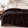 Exclusivo Mezcla Coperta in Pelliccia Sintetica per Letto, a Bolle 3D | 150x200 cm, Coperta Sherpa Spesso e Soffice, Lussuosa e Reversibile, Calda, Morbido e Accogliente, Marrone