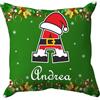 Puzzletee Cuscino Natalizio Personalizzabile con Iniziale e Nome - Grafica Natalizia Personalizzata per un Caldo Natale - Sfondo Verde, Idea Regalo Originale per le Feste
