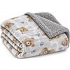 Tata Home Coperta Plaid Morbida Coperta Pile Super Calda Invernale Plaid Divano Flanella Retro Agnellato Sherpa 3 Misure 5 Disegni (Bear Cuori Grigi, Singolo 150x200 cm)