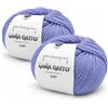 Kalapanta Lana Gatto VIP Gomitoli Cashmere e Lana Merino per Maglia e Uncinetto, 80% Merino Extrafine 20% Cashmere, 2 Gomitoli da 50 g (100 g, 400 m), Ferri n. 3-3,5, Irrestringibile, Lilla, Made in Italy