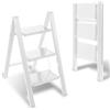 Eulenke, scala a 3 gradini, sgabello pieghevole, scaletta in alluminio leggera, sgabello pieghevole portatile con pedale largo antiscivolo, per casa, ufficio, cucina, carico massimo 150 kg, bianco