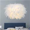 GUANSHAN 40 cm/15.9 Emisfero Bianco Piuma Pendente Luce Piuma Paralume Lampada da Soffitto per Soggiorno, Camera da Letto, Sala da Pranzo