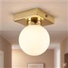Licht-Erlebnisse Plafoniera bagno oro, sfera vetro bianco Ø 9 cm, G9, anche come applique | L 9 x P 9 x H 14 cm, sfera vetro Ø 9 cm, 1x G9 max. 25 W, metallo oro, vetro bianco, 390 g, IP20, senza lampadina