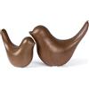 Notakia 2 Statuette di Uccellini in Ceramica Effetto Legno Scuro per Mensole | Set di 2 uccellini decorativi in ceramica con venature effetto legno scuro, per soggiorno, mensole e tavolini