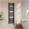 EMKE Scaldasalviette Elettrico per Bagno 120 x 40 cm, Antracite, 500 Watt | Radiatore Curvato con WIFI Termostato, Scaldasalviette Elettrico, Supporto Porta-Asciugamani