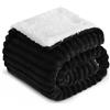 RUIKASI Plaid Coperta Pile Matrimoniale - 150x200 cm Coperta Termica Invernale Sherpa Morbida per Divano e Letto Matrimoniale, Nero