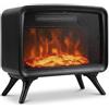 HOMCOM Caminetto Elettrico da Tavolo 800W/1600W con Base Rimovibile, Nero | Camino Elettrico, Effetto Fiamma LED, Protezione dal Surriscaldamento per Interno, 25㎡