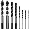 QWORK, set di 8 punte da trapano multimateriale per mattonelle, cemento, mattoni, vetro, plastica e legno, da 3, 4, 5, 6, 8, 10, 14, 16 mm; punta in carburo di tungsteno