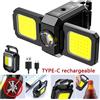 Heinast Mini torcia portachiavi luce COB lampada da lavoro lampada ricaricabile USB con 90 ° Luci laterali pieghevoli Lanterne portatili super luminose