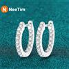 NeeTim Orecchini a Cerchio NeeTim con Moissanite Colore D, Argento Sterling 925 Placcato Oro Bianco, Gioielli Scintillanti per Donne